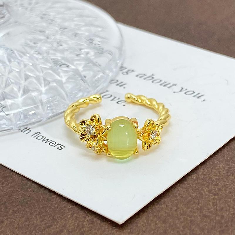 Blind Box Medieval Vintage Gold Niche Retro High-End Open Ring Color Treasure Light Luxury Ring Woman