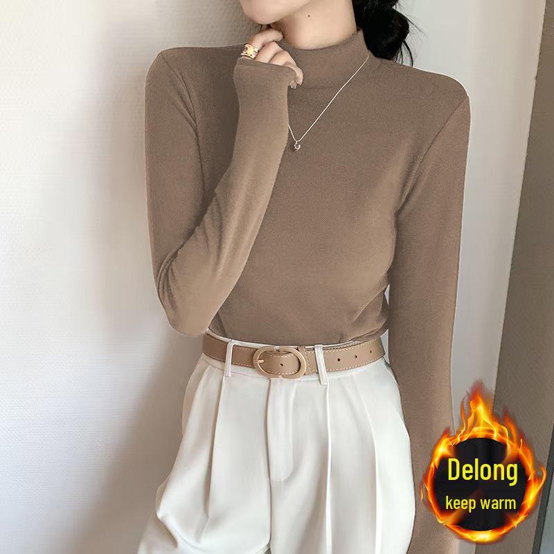 2025 New Autumn/Winter Women’s Warm Velvet Long Sleeve Base Shirt