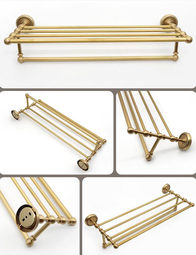 Household Bathroom Full Copper Towel Rack Antique Bath Towel Rack