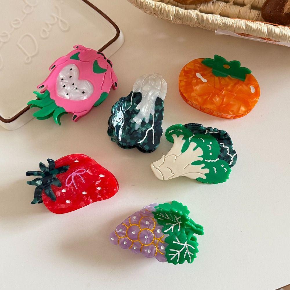 Sweet Vegetable Hair Clip Cute Acetic Acid Claw Clip Creative Fruit Shark Clip Daily
