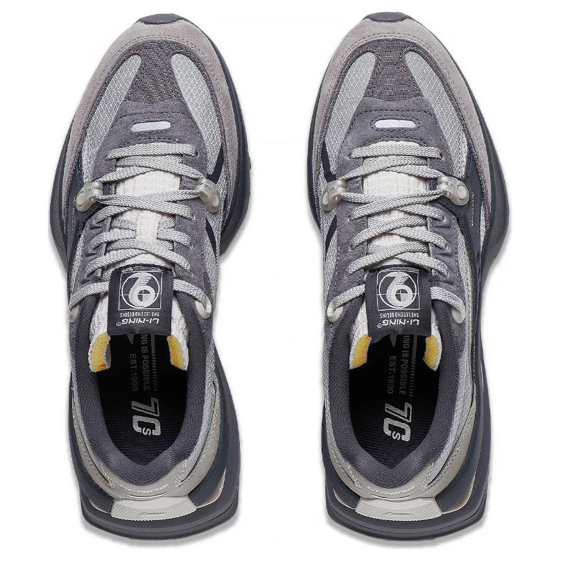Li Ning 92 Shadow Non-Slip Wear-Resistant Low-Top Casual Shoes Women Casual Shoes Black Gray AGCT250-4