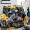 Schnauzer and Roses,pattern Flannel Blanket, High Quality Comfortable for All Seasons, Home Decor, Warmth and Comfort, Perfect for Gifts.