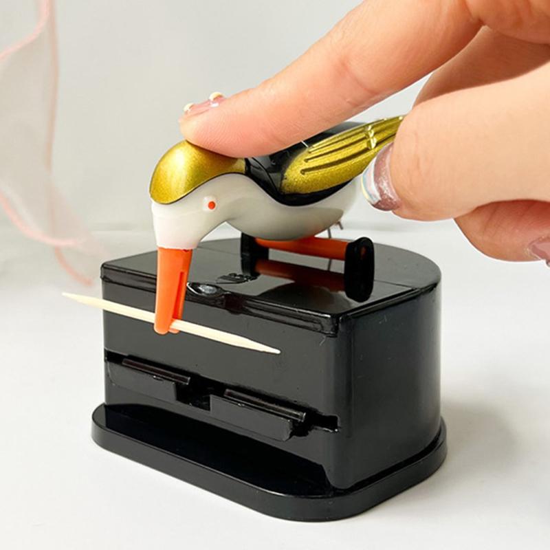 Creative Toothpick Holder Cartoon Small Bird Toothpick Container Press Toothpick Holders Dispenser Storage Box Automatic Kitchen
