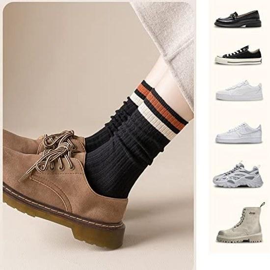 Yazon socks womens cotton crew length stylish loose cute colorful four seasons breathable warm set 5 size 22-25cm
