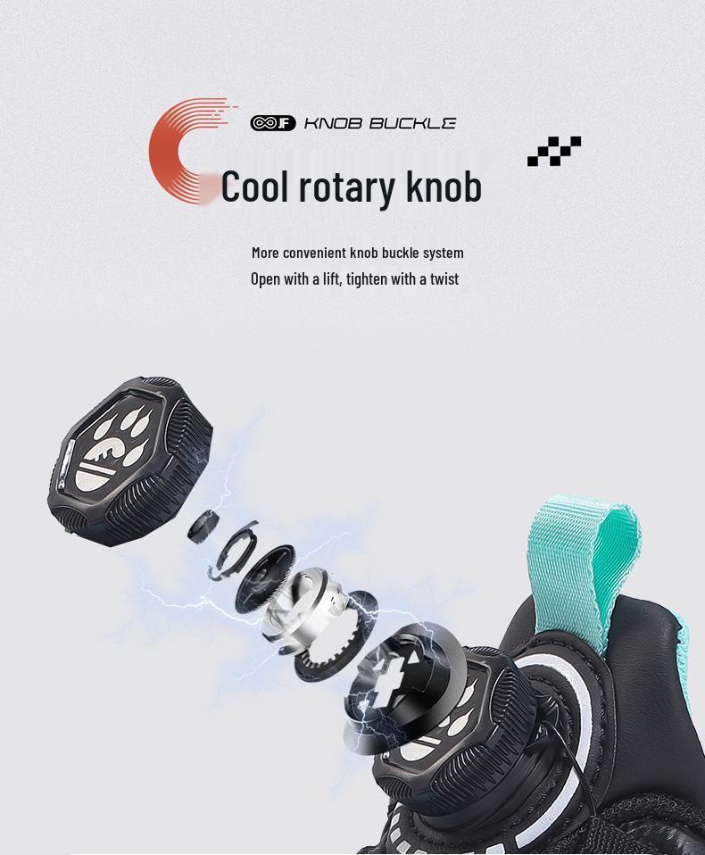 Boys' Lightweight Leather Non-Slip Rotary Buckle Casual Running Shoes