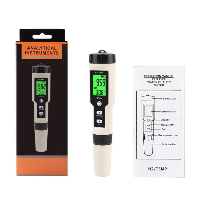 Digital Hydrogen Meter Water Quality Tester with ATC High Accuracy Pen Type H2 Meter Data Hold Function LCD Displays