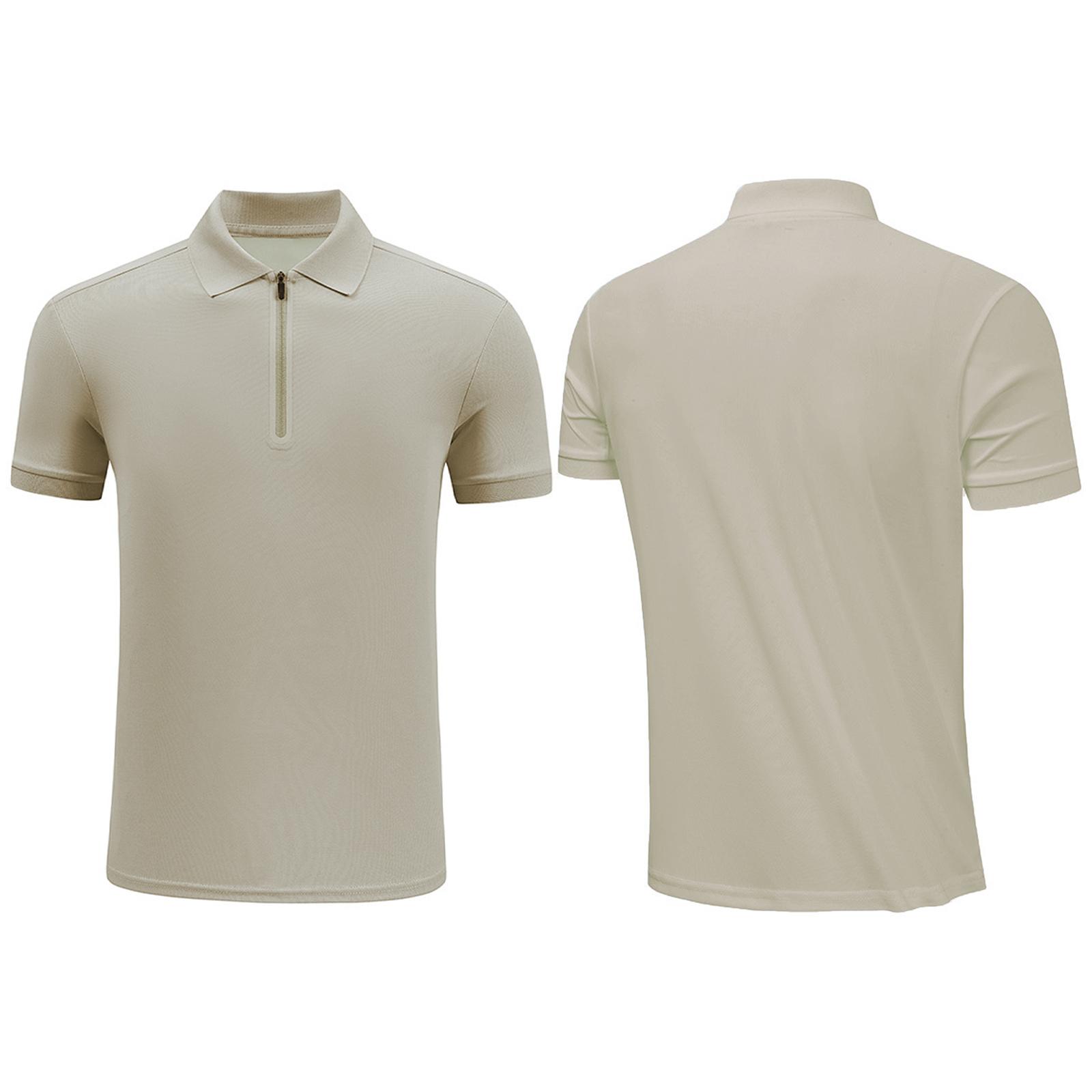 

M-5XL Мужская влагоотводящая рубашка для гольфа - Футболка с коротким рукавом, отложным воротником и застежкой-молнией для тенниса, активного отдыха и повседневной носки M бежевый