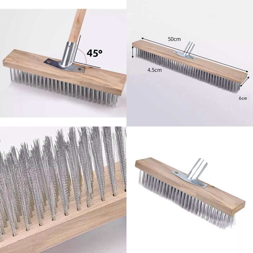 High-quality Stainless Steel Wire Floor Brush With Long Wooden Handle For Effective Cleaning