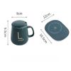 1 Sæt 55℃ Termisk Keramik Kaffekop Bærbar USB Genopladelig Opvarmningskop Med Rustfrit Stål Ske Gavekit Til Rejse Kontor Gave