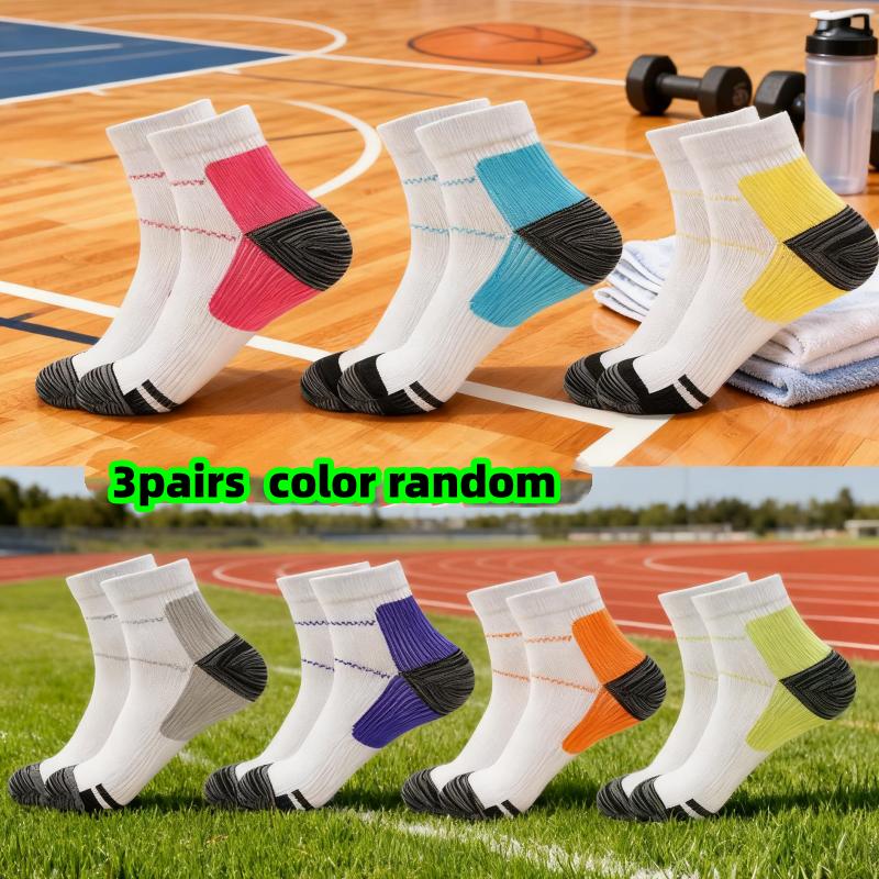 

3 Pairs of Randomly Colored Sports Compression Socks, Elastic Plantar Fascia Pressure Socks for Men and Women, Running, Football, Elastic Compress