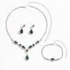 Bridal Jewelry Three-Piece Set Green Diamond Necklace Earrings Three-Piece Set Jewelry
