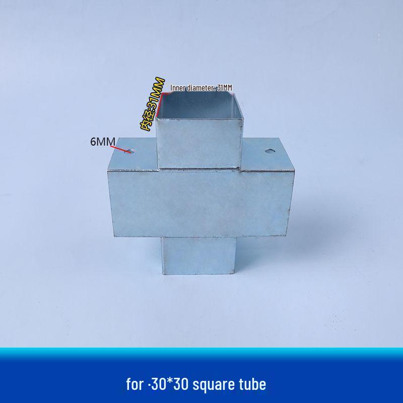 Galvanized Steel Wrought Iron Connector: Two/Three-Way Swivel Right Angle for Square Tubes.