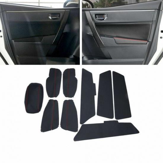 9pcs Real Leather Car Door Panel Armrest Center Box Cover For corolla 2014 2015