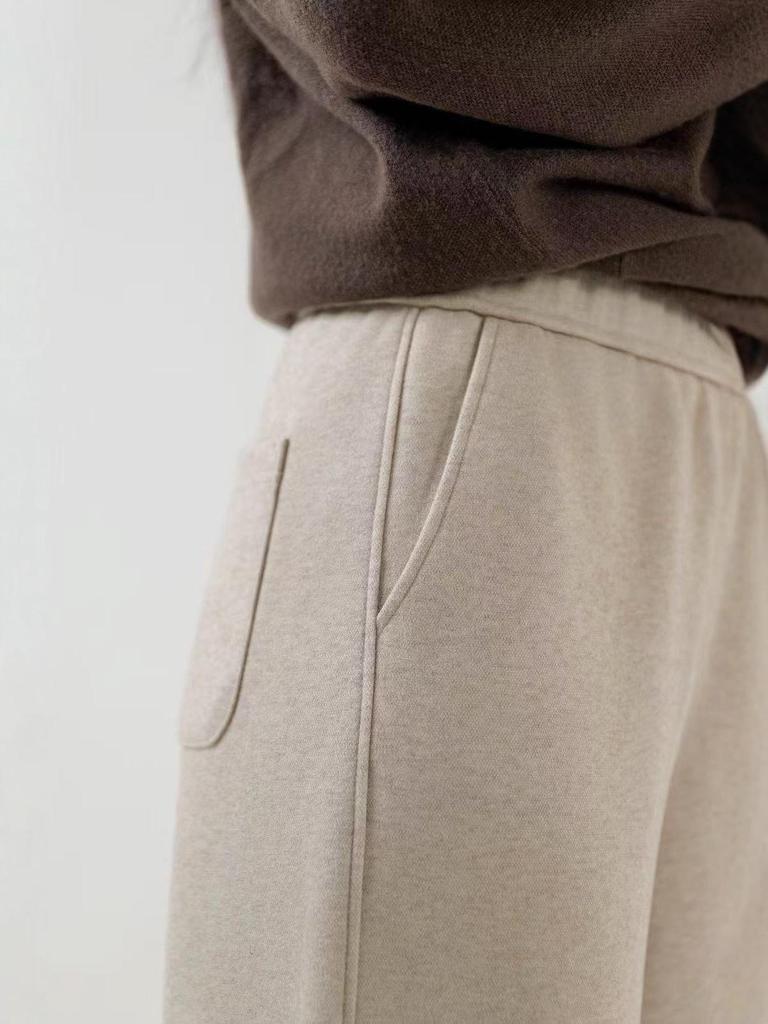 Women's Plus Size Wool Blend Fleece-Lined Curved Leg Pants for Autumn/Winter