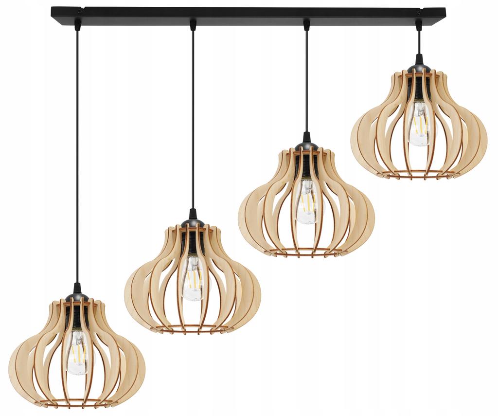 Hanging Lamp, Ceiling Chandelier, Wooden, Led Lampshade