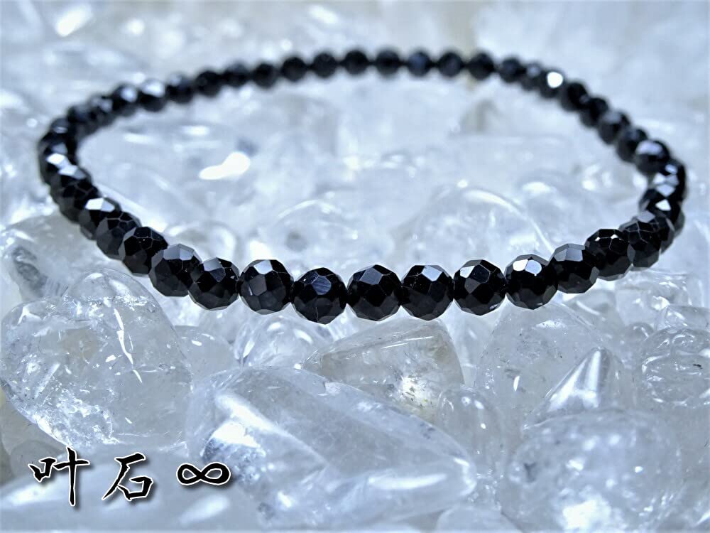 For Seizing Important Victories In Black Spinel Bracelet for Men Power Natural 4mm Cut 18cm Kanoishi [Amulet Life] - Stone, Stone, (For Purification,