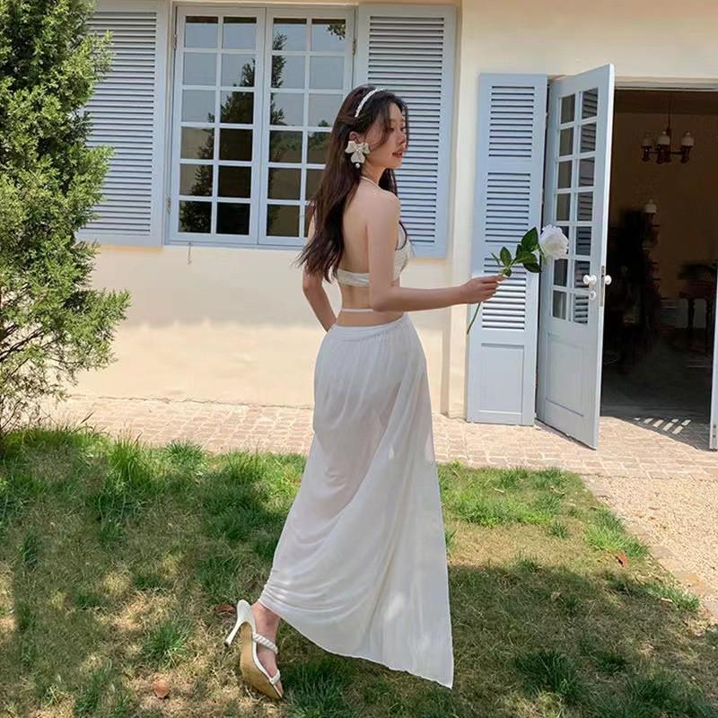 2024 Elegant Sexy Split High-End Three-Piece Bikini Set - Slimming Pure Desire Style for Hot Springs