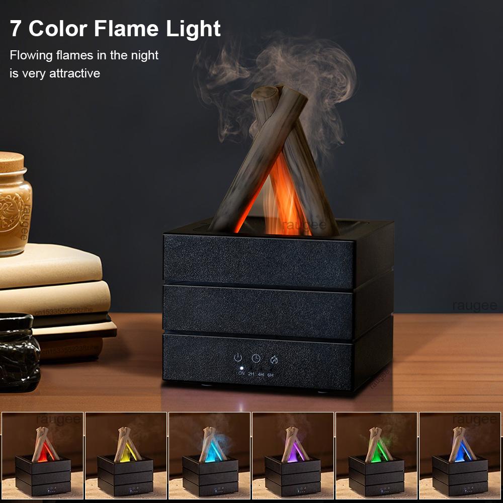 Flame Humidifier Fragrance Diffuser Aroma Humidifier Aromatherapy Essential Oil Diffuser with Night Light and Remote Control