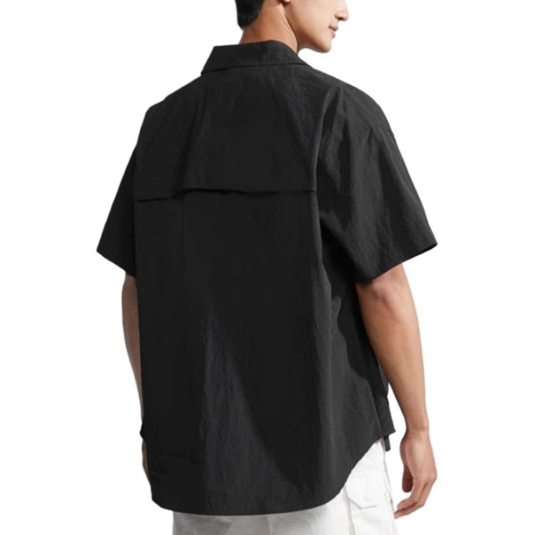 Calvin Klein Solid Color Large Pocket Embroidered Logo Loose Short Sleeve Shirt Men Tops Black J323199-BEH