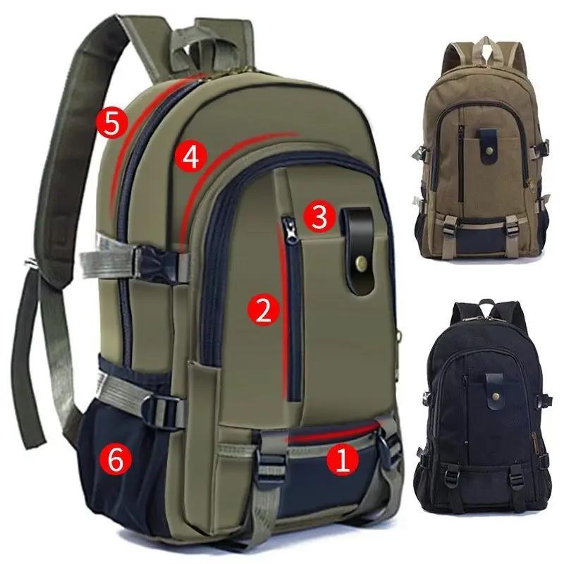 Zaino da alpinismo di grande capacità Zaino per uomo Zaino in tela di grande capacità per la scuola superiore Zaino da viaggio all'aperto Borsa da campeggio Borsa per computer