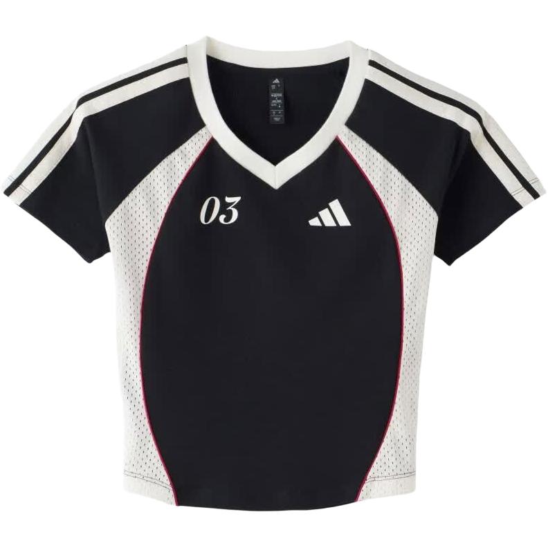 Adidas Sports Casual V-Neck Short Sleeve T-Shirt Women tops KZ2386 S