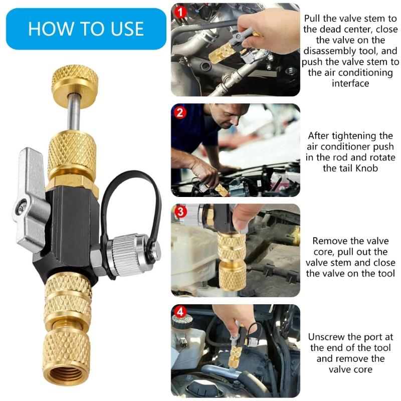 Vacuum Valves Cores Removal Tool Pressure Monitoring Vacuum Tool 5/16in Female 1/4in Male