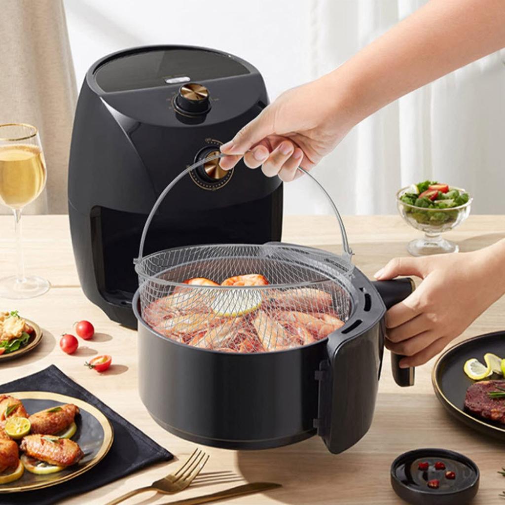 Air Fryer Steamer Basket 304 Stainless Steel Mesh Basket for Air Fryer Accessory 8 Inch Basket with Handle Kitchen Accessory