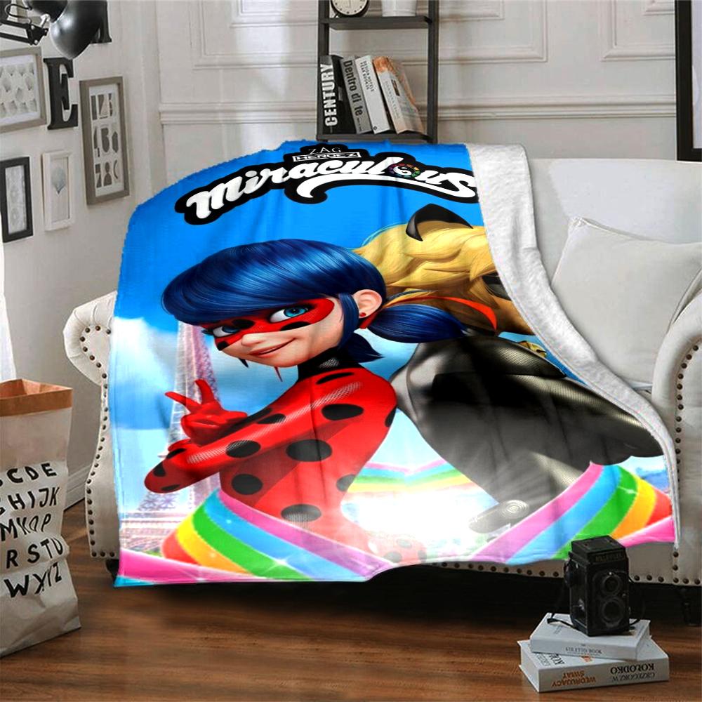 Miraculous Theme Printed Blanket - Perfect for Couch, Bed, Travel & Outdoor Use | Machine Washable, Cozy & Durable.