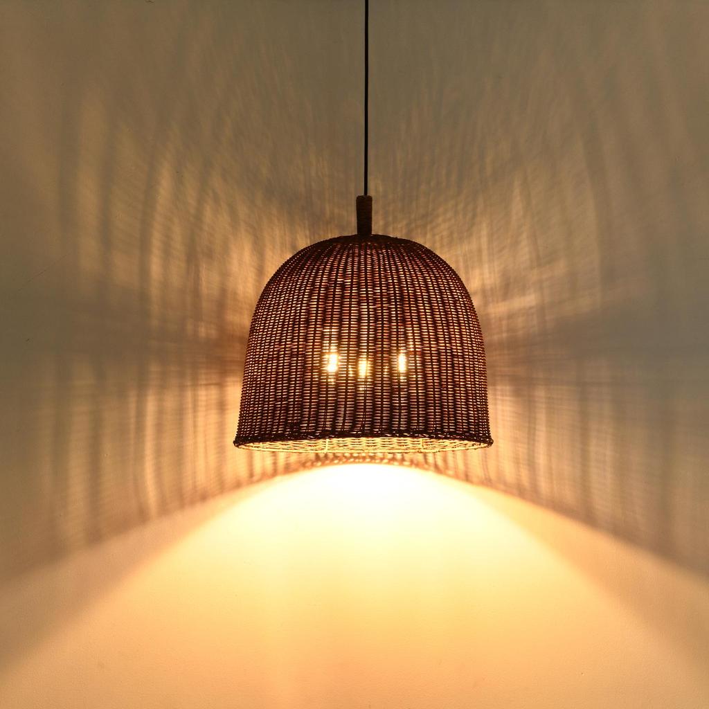 Handmade Wabi-Sabi Bamboo Pendant Lamp - Artisanal Woven Lighting for Dining Rooms