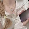 Charm Trendy Necklace for Women Girl Cute Sweet Pink Crystal Opal Heart-shaped Collarbone Chain Jewelry Accessories Party Gift