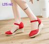 Women's Ethnic Style Summer Wedge Sandals - Breathable Linen with One-Strap Buckle and High Heel Design