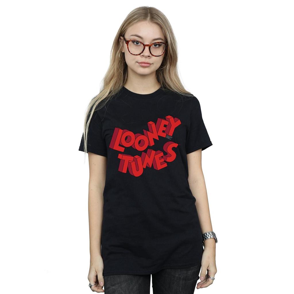 Looney Tunes Womens/Ladies 3D Logo Cotton Boyfriend T-Shirt
