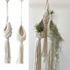 Für Innenwohnzimmer Balkon Makramee Pflanzenhänger Garten Blumentopfhalter Dekor Beigefarbene Baumwollseil Hängepflanzer