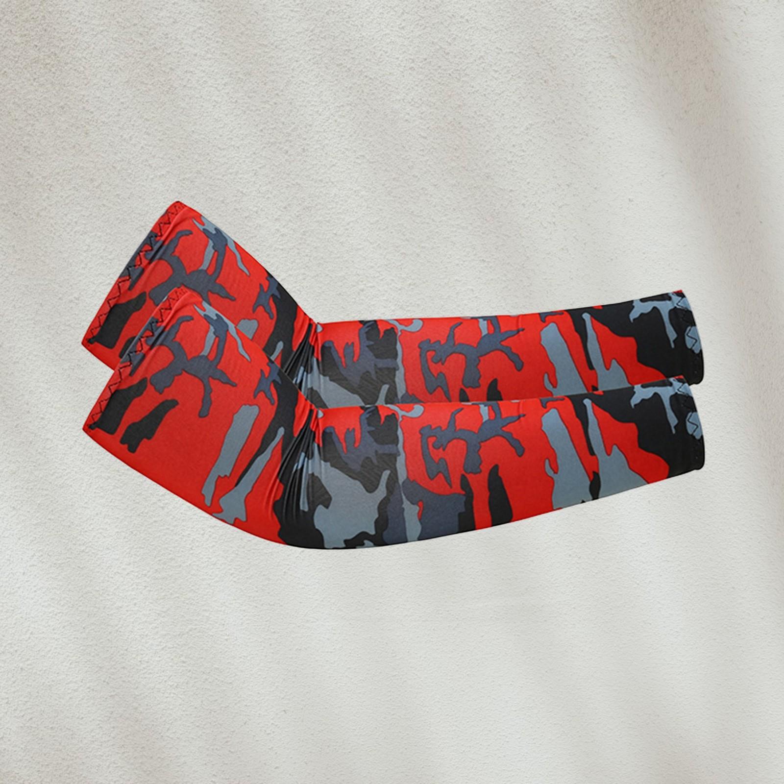 

Спорт на открытом воздухе Противорадиационные рукава Камуфляжный принт Быстросохнущие Прямые нарукавники One Size красный