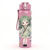 1PC Green Hair Girl Plant Leaf Decor Pattern 750ml Color Plastic Sports Water Bottle Leakproof Flip Straw Lid Suitable for Sports Office Home Use