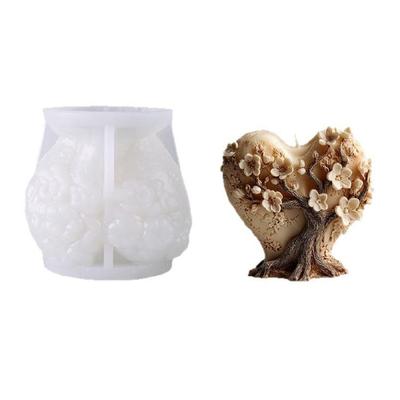Heart Tree Shape Silicone Candle Molds Temperature Resistant Food Grade Silicone for Making Candle Soap Chocolate Baking