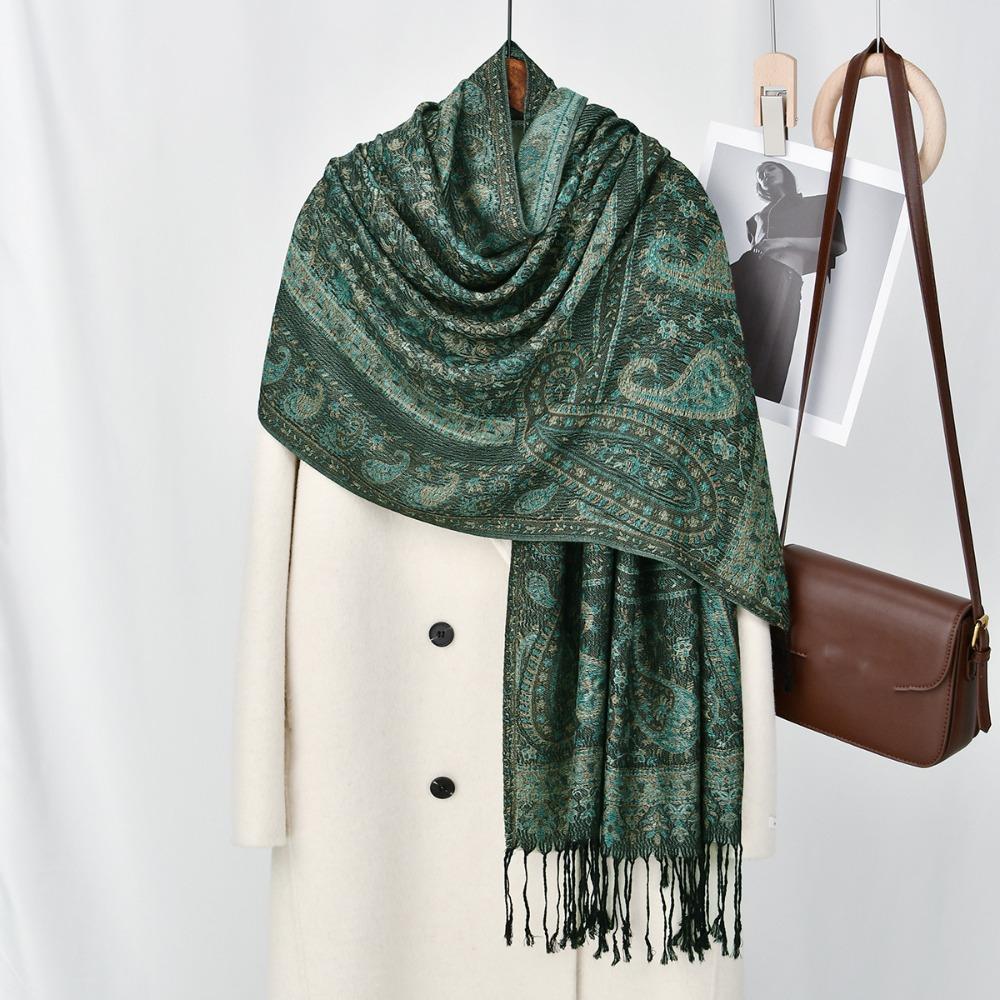 Jacquard Hijab Scarf Printed Islamic Turban Elegant Ethnic Style Scarf  Female