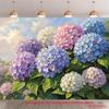 Vintage Hydrangea Floral Backdrop Oil Painting Purple Blue Flower Garden Background