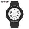 Sanda Trendy Design Soft Student Watch TPU Strap 50M Depth Waterproof Quartz Movement Children Fashion Sports Wrist Watch