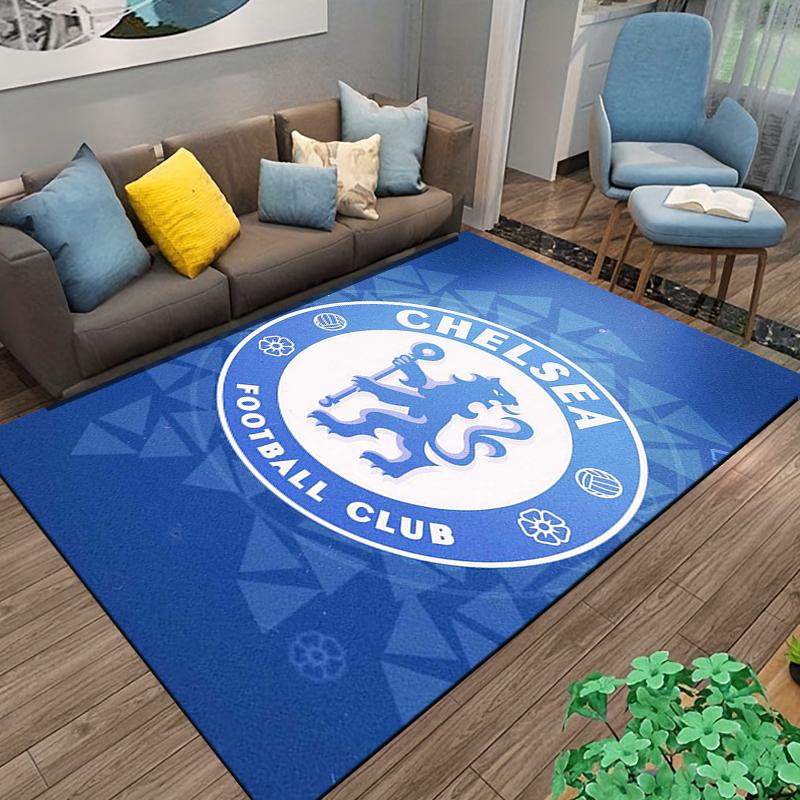 Blue Chelsea Football Club Carpet with Lion Logo Design Decor Rug Suitable for Use As an Anti-slip for Living Room Bedroom Sofas