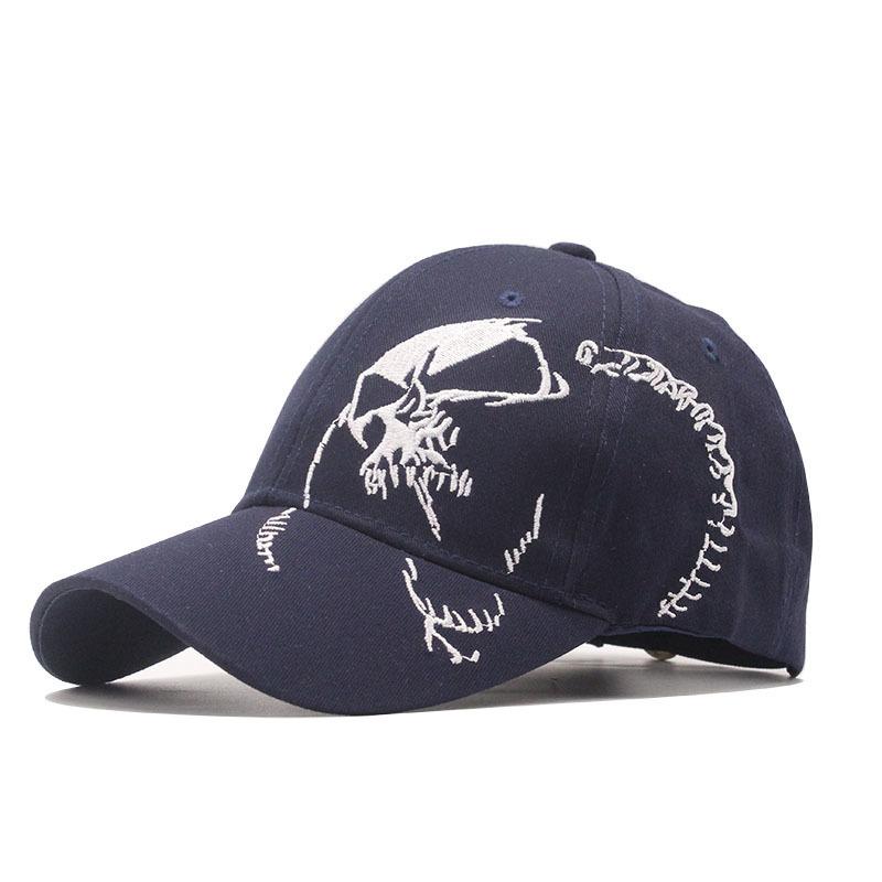 

Side Skull Embroided Baseball Caps Men Spring Outdoor Adjustable Punk Hiphop Street Wear Casual Hats Sun Hat Sunscreen Hat Male One Size
