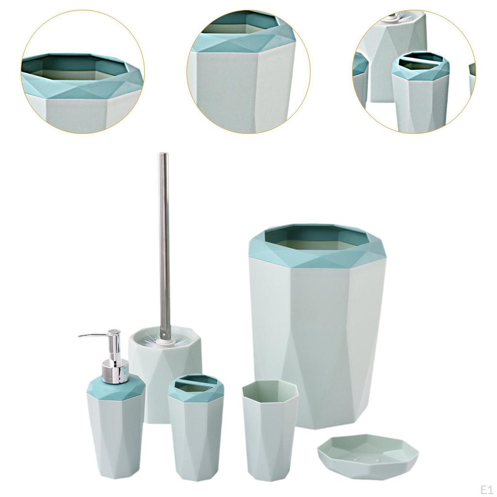 6 Pieces Toilet Brush Set Including Trash Dispenser Toothbrush Holder Rinse Cup Soap Dish with