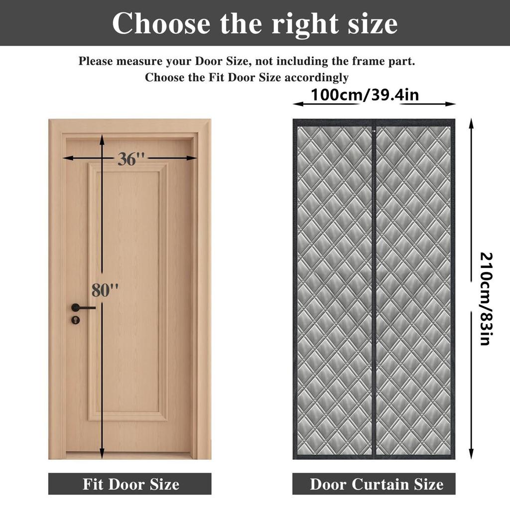 Magnetic Thermal Insulated Door Curtain Waterproof Filled with Thicken Cotton Insulation Cover Blanket cold proof blackout