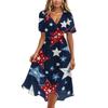 Women’s V Neck Short Sleeve Casual Dress with Printed Pattern Relaxed Fit Lightweight Fabric for Everyday Wear
