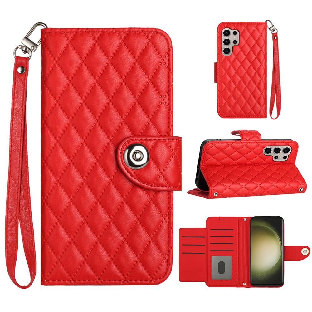 Multi 7 Card Crossbody Leather Wallet Case For Cricket Magic 2 Debut S3 Outlast Icon 6 Lanyard Checkered Wristlet Flip Cover