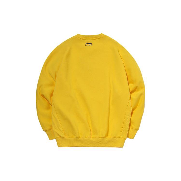 Li Ning Sports Fashion Series Paris Fashion Week Logo Print Pullover Crewneck Sweatshirt Men Sweatshirt Bright-Yellow AWDQ339-3