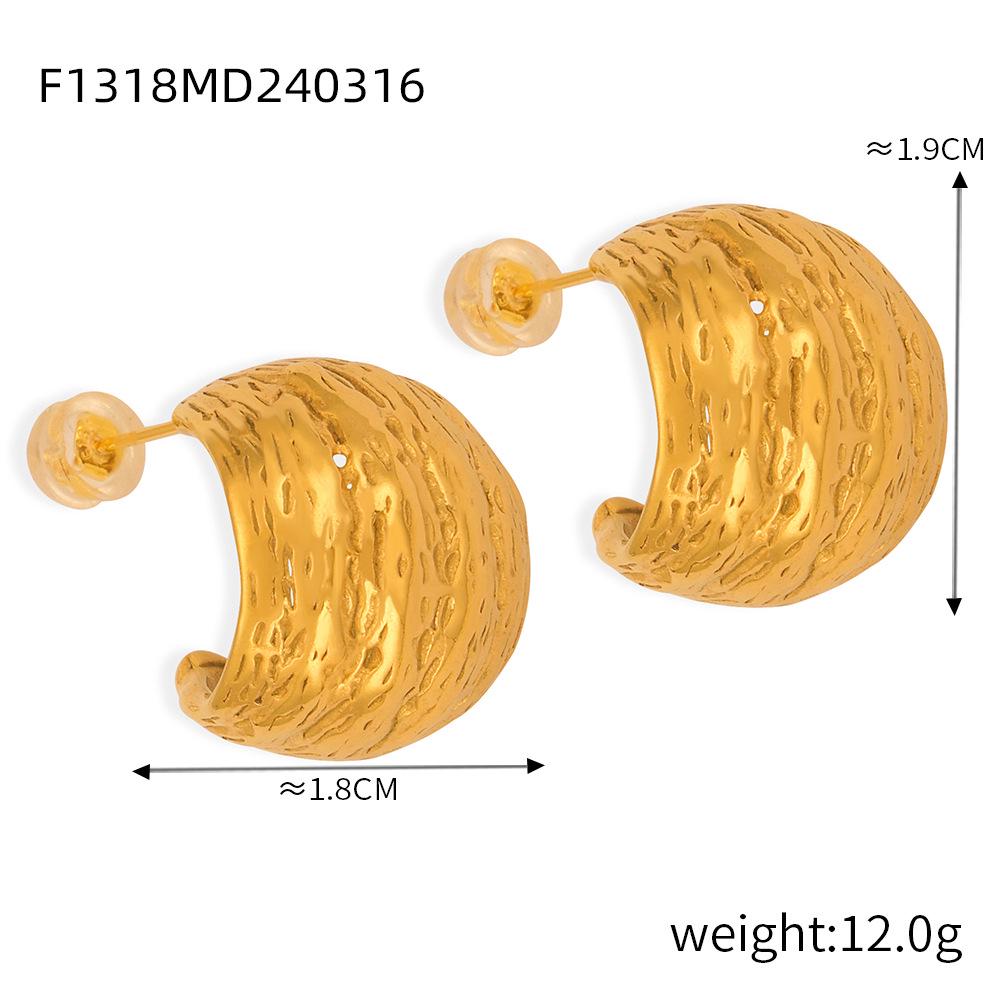 

Exaggerated Geometric Irregular Titanium Steel Earrings, 18K Gold-Plated - European & American Light Luxury Design