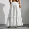 White Skirt Women's High Waist, New Elastic Lace-up Cake Skirt, Thin and Big Swing Skirt