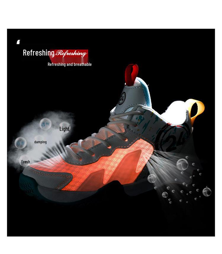 High-Top Breathable Basketball Shoes for Middle and Primary School Students - Non-Slip Mesh Children's Sneakers