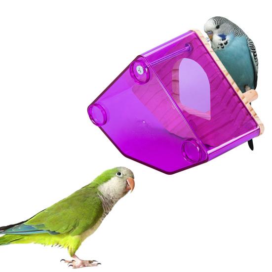 Yousheng Bird Nest Transparent Wood Bird House with Perch Easy Installation Hanging Bird Nesting Box Bird Cage Accessories
